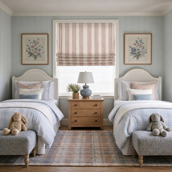 Tiny Dots Stripe Roman Shades | Day Night