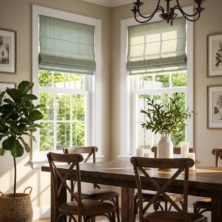 Sage Green Cordless Linen Roman Shade