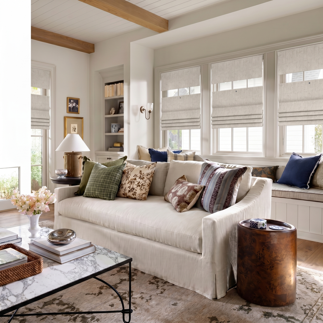 Linen Roman Shades | Top Down Bottom Up