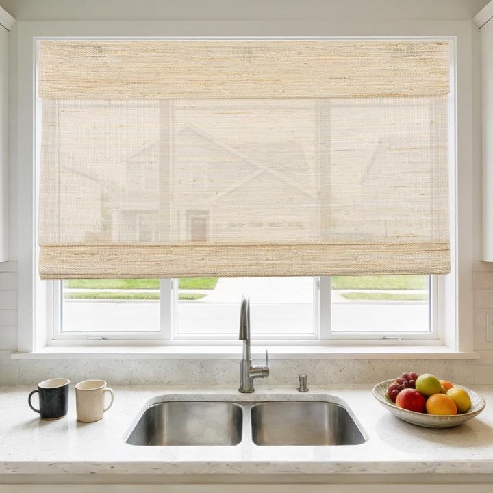 No Drill Cordless Nature Bamboo Roman Shades