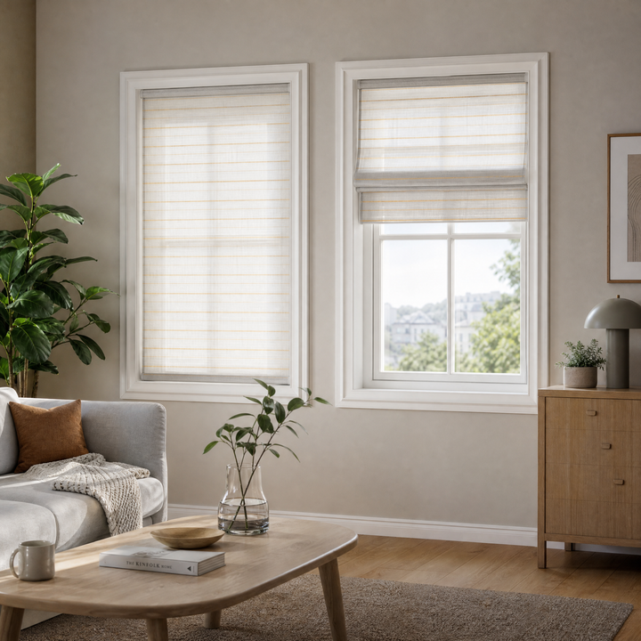 Natural Linen Woven Roman Shades