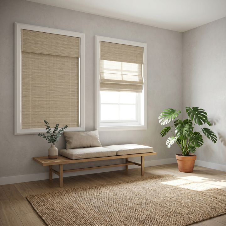 Natural Linen Texture Bamboo Roman Shades