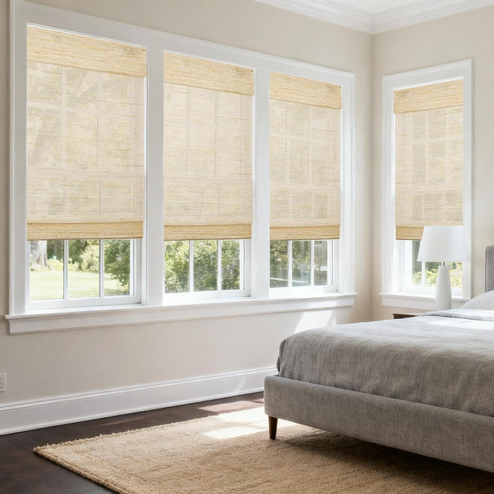 No Drill Cordless Nature Bamboo Roman Shades