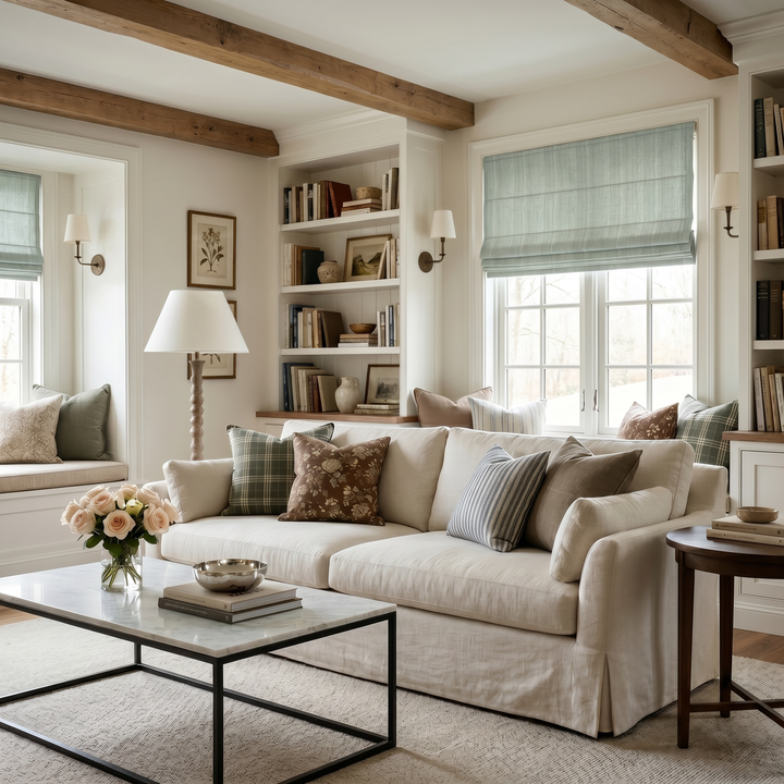 Sage Green Cordless Linen Roman Shade