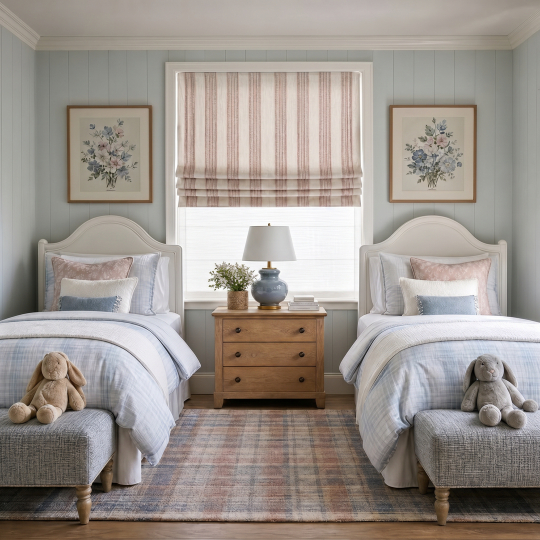 Tiny Dots Stripe Roman Shades | Day Night