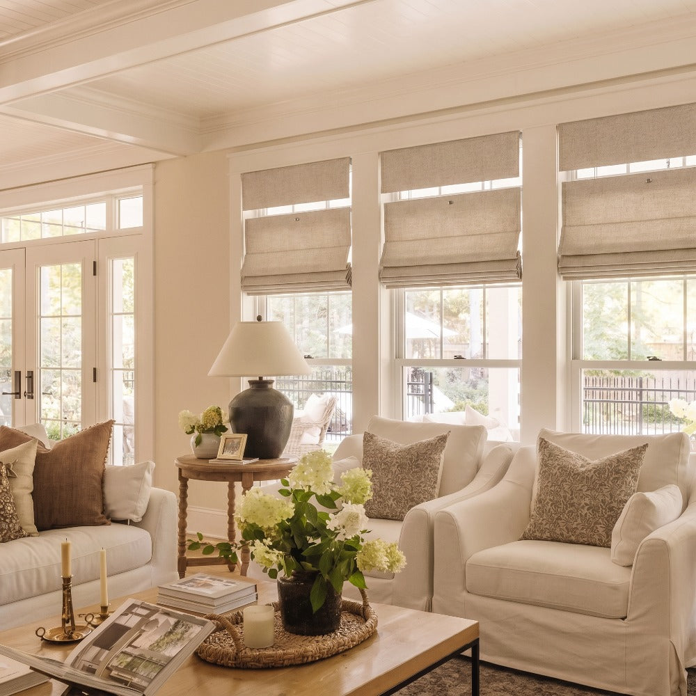 Top Down Bottom Up Linen Roman Shades