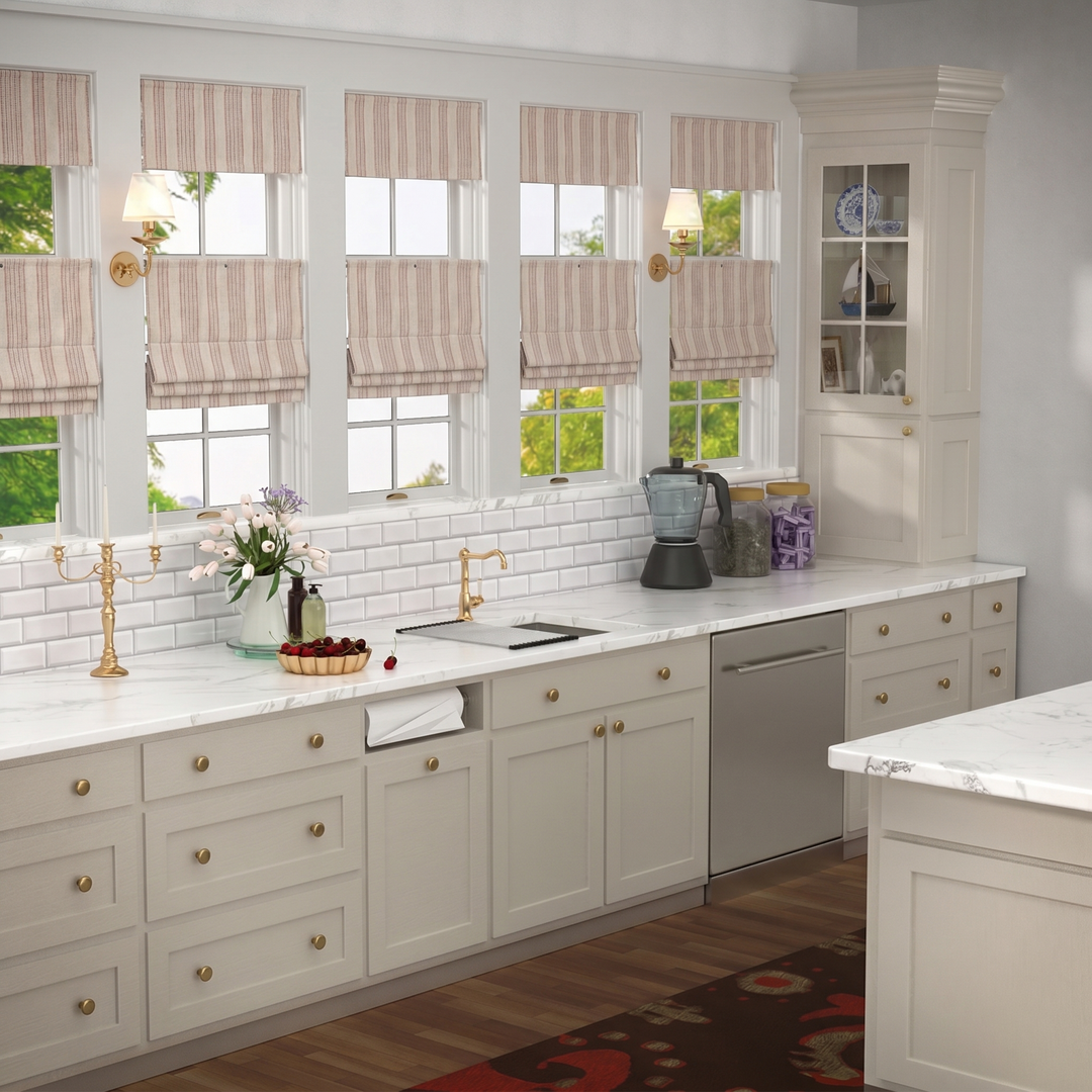 Tiny Dots Stripe Roman Shades |Top Down Bottom Up