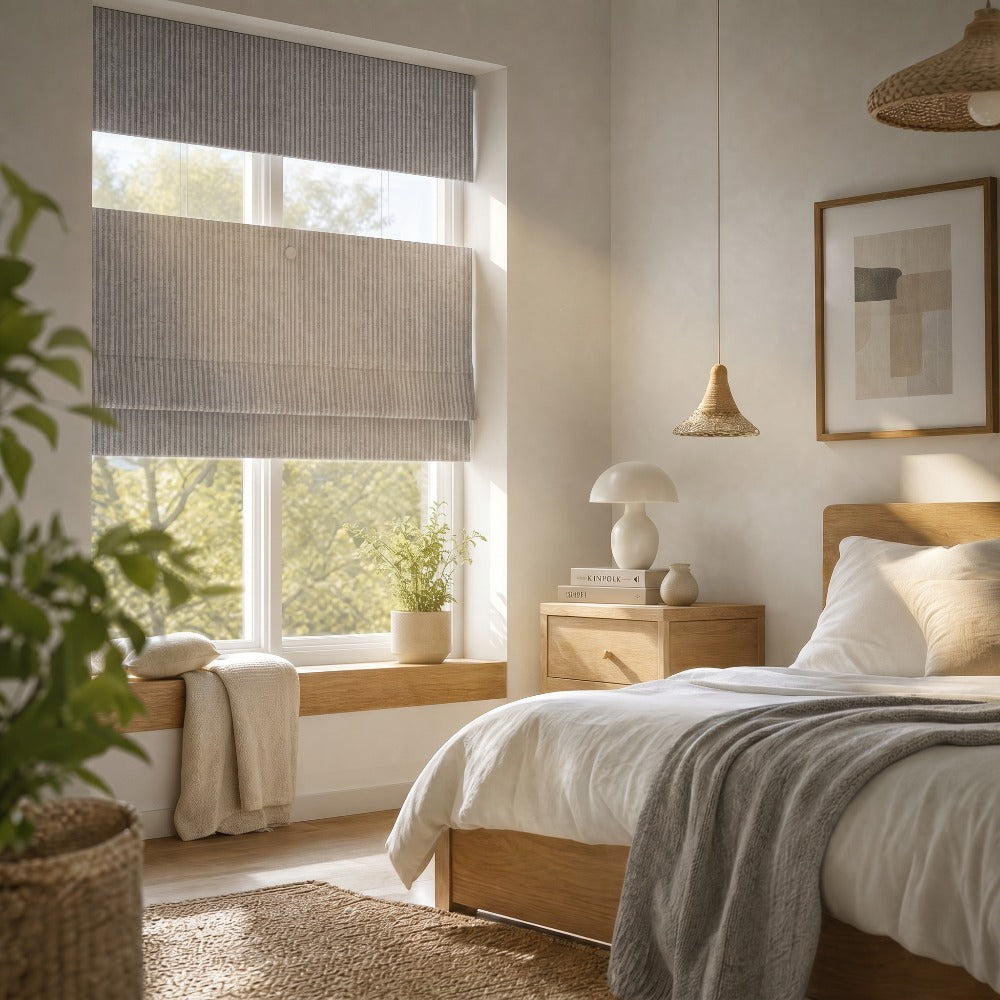 Stripe Cordless Roman Shade | Top Down Bottom Up