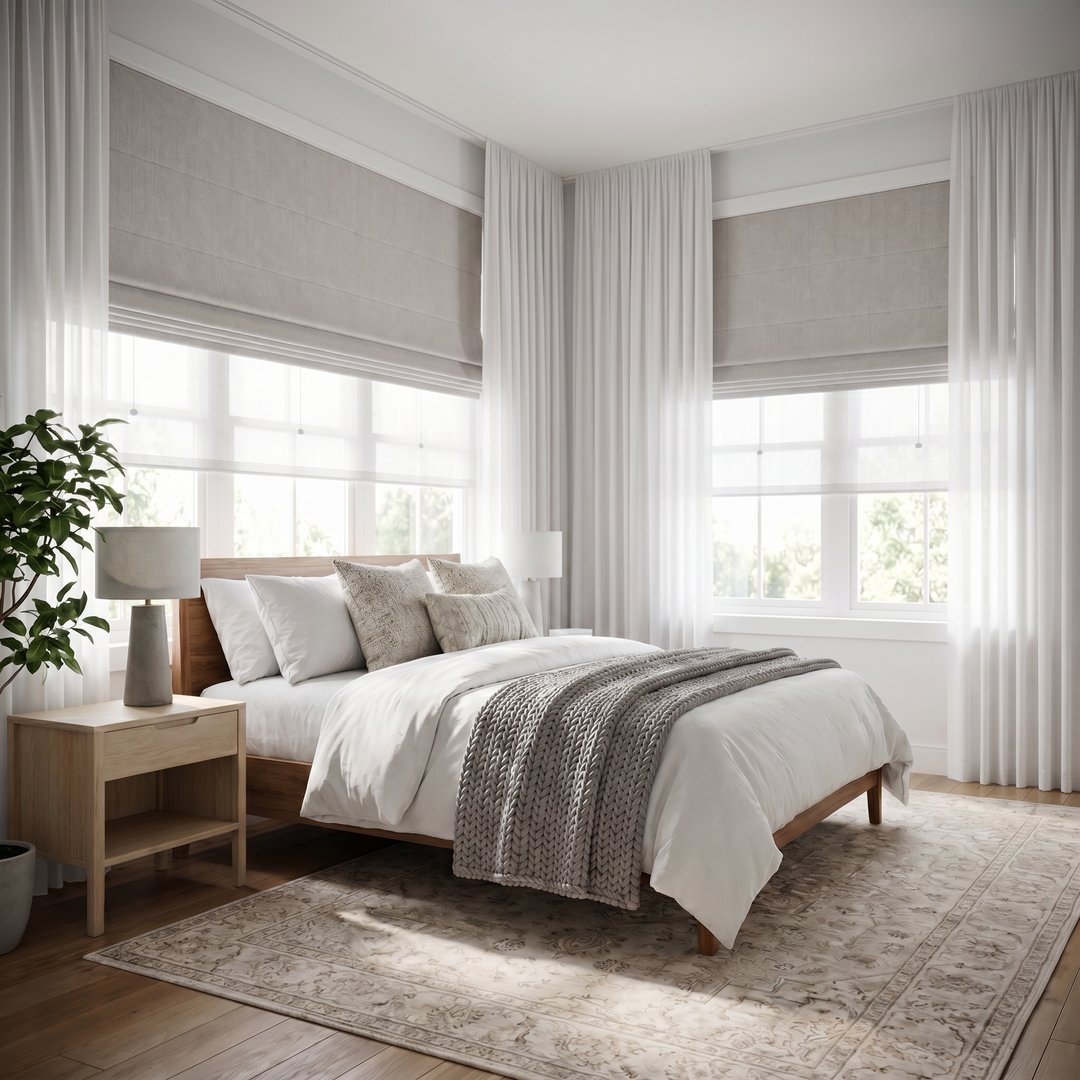 Waterproof and Flame-Retardant Roman Shades | Day Night