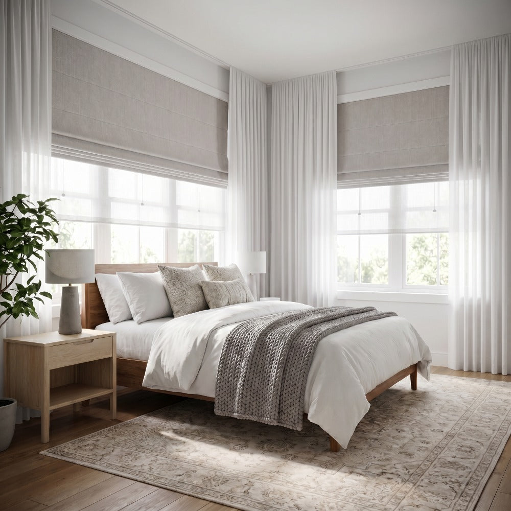 Waterproof and Flame-Retardant Roman Shades | Day Night