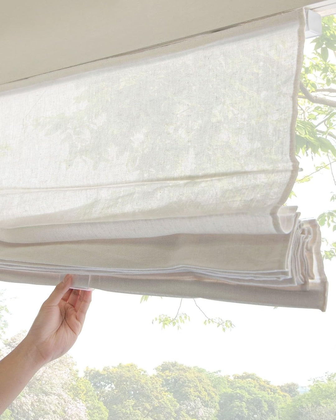 Ivory Sheer Light Filtering Roman Shades