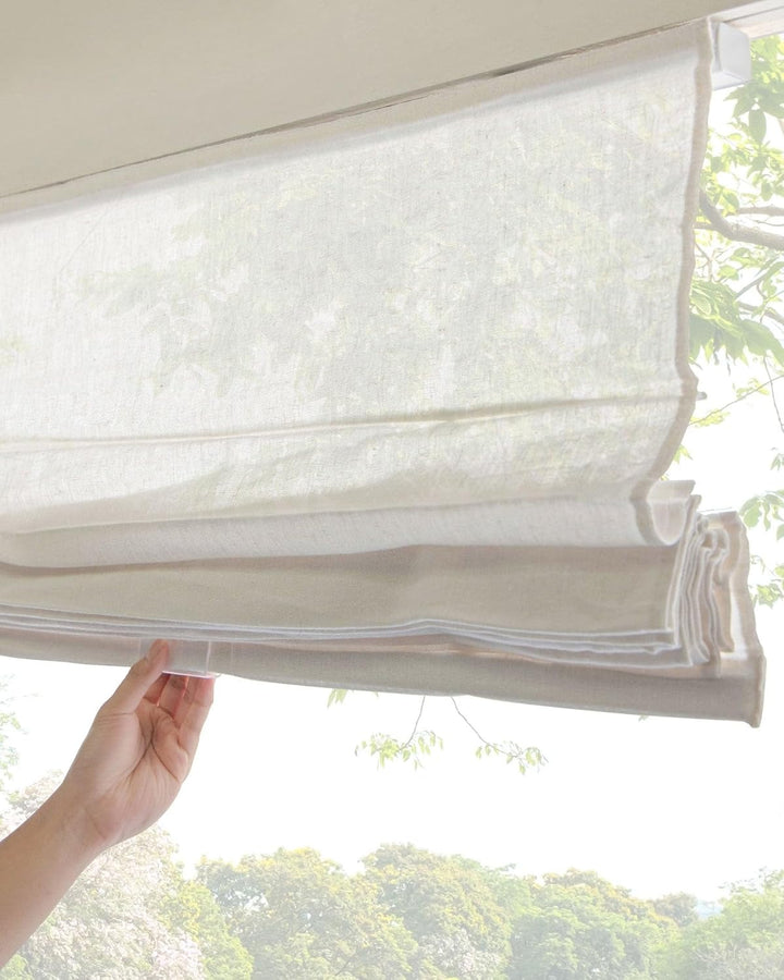 Ivory Sheer Light Filtering Roman Shades