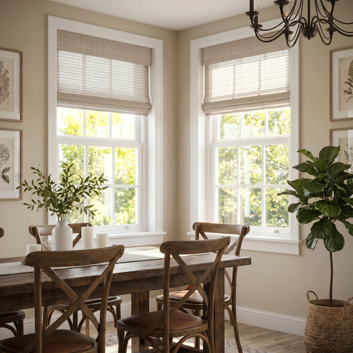 Natural Woven Cordless Bamboo Roman Shades