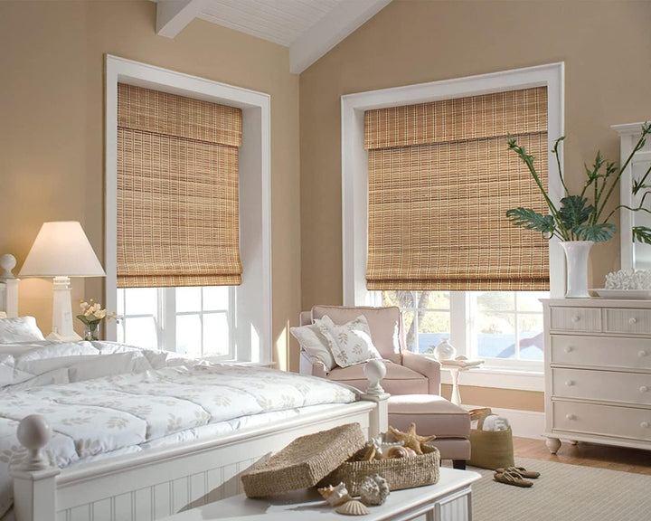 No Drill Cordless Bamboo Roman Shades