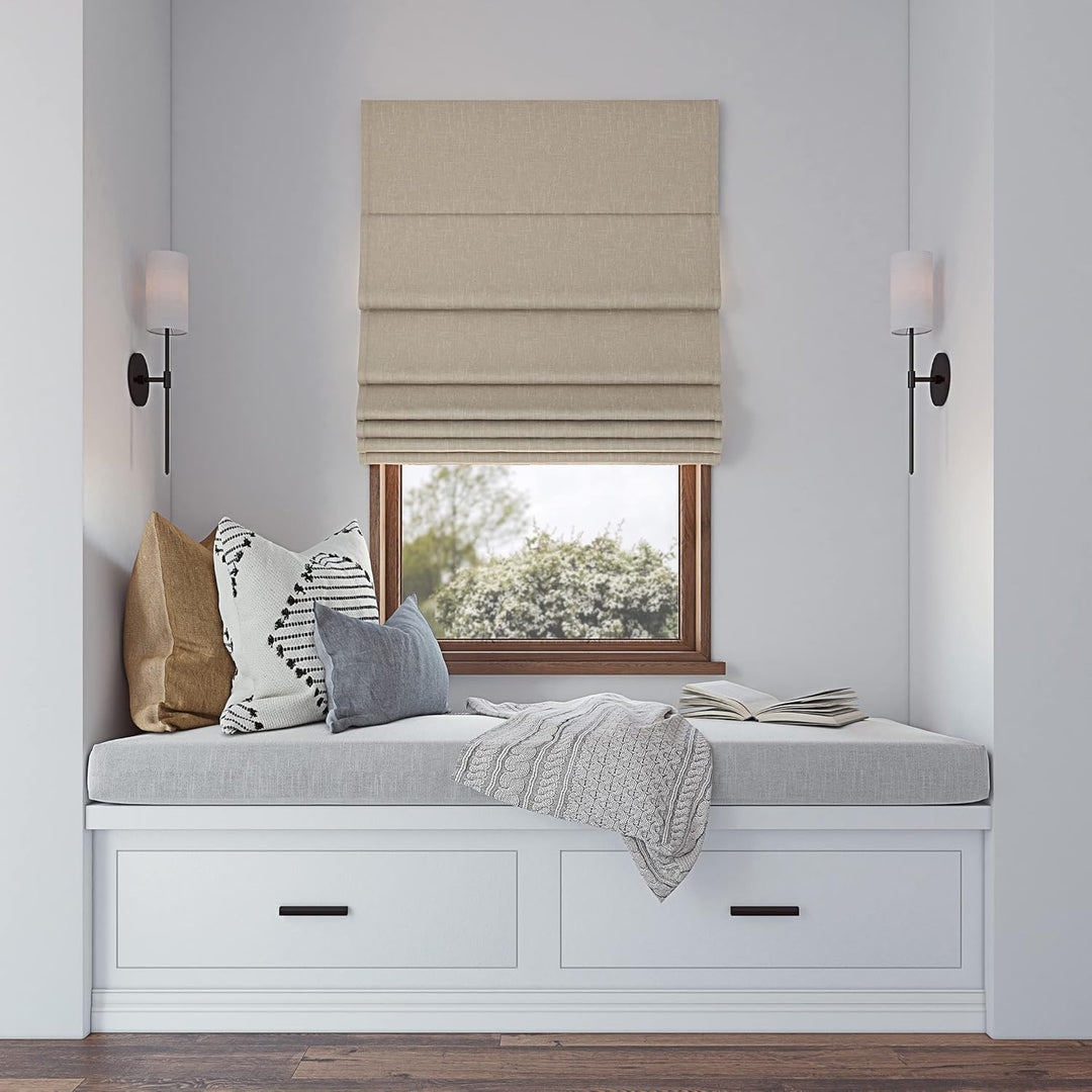 Linen Plain Cordless Blackout Roman Shades