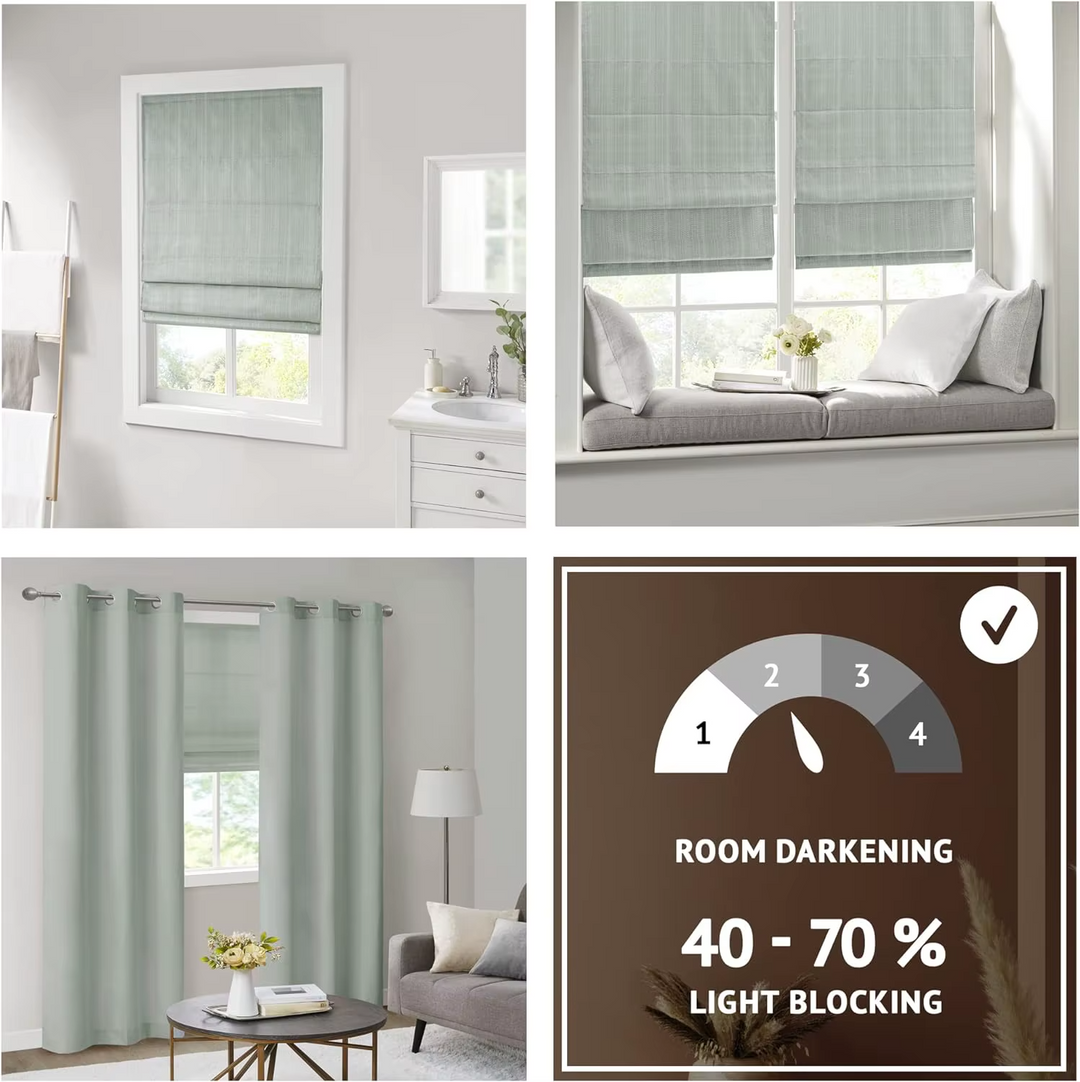 Sage Green Cordless Linen Roman Shade