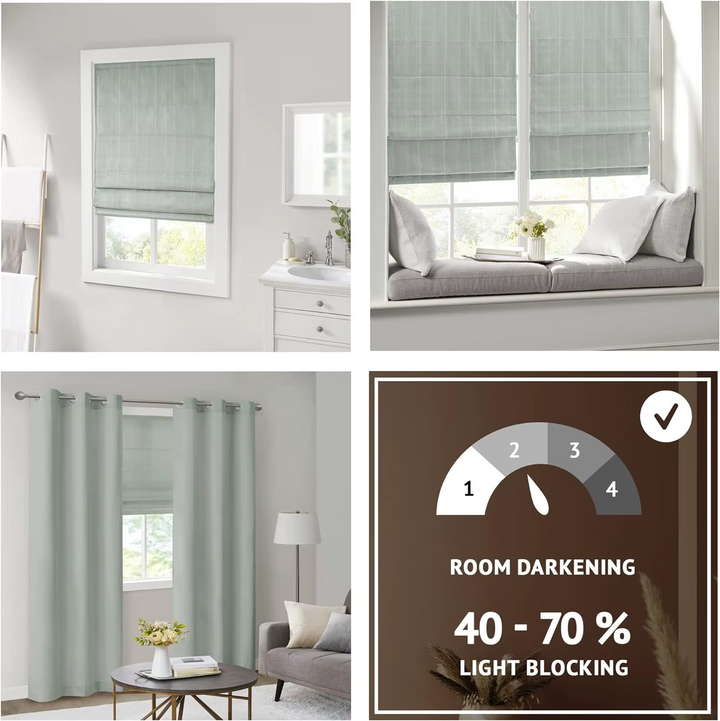 Sage Green Cordless Linen Roman Shade