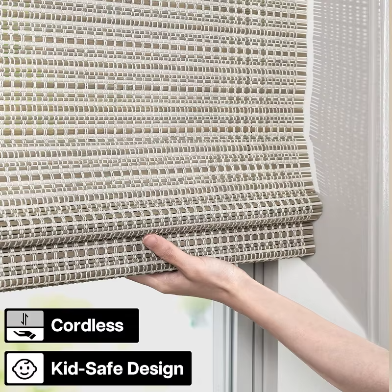 Natural Woven Cordless Bamboo Roman Shades