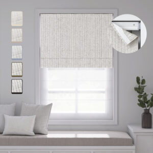 No Drill Cordless Stripe Roman Shades | Day Night