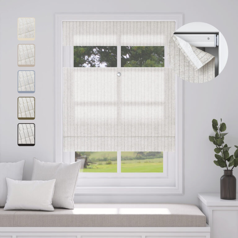 No Drill Cordless Stripe Roman Shades | Top Down Bottom Up