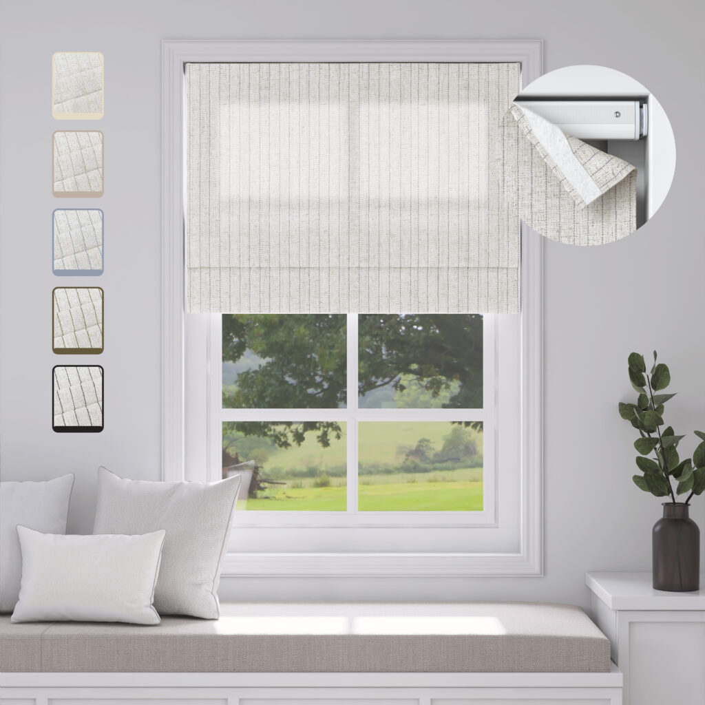 No Drill Cordless Stripe Roman Shades | Basic