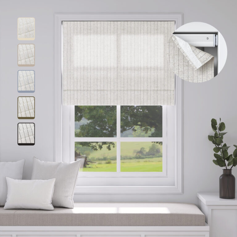 No Drill Cordless Stripe Roman Shades | Basic