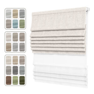 No Drill Linen Roman Shades | Day Night