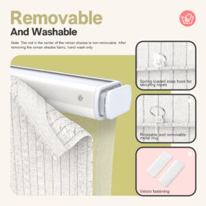 No Drill Cordless Stripe Roman Shades | Day Night
