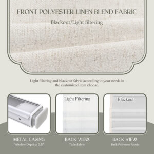 No Drill Linen Roman Shades | Day Night