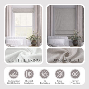 No Drill Cordless Roman Shade | Day Night