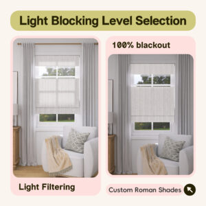 No Drill Cordless Stripe Roman Shades | Top Down Bottom Up