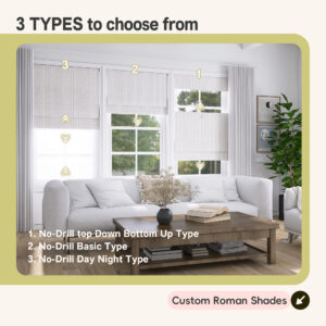 No Drill Cordless Stripe Roman Shades | Basic